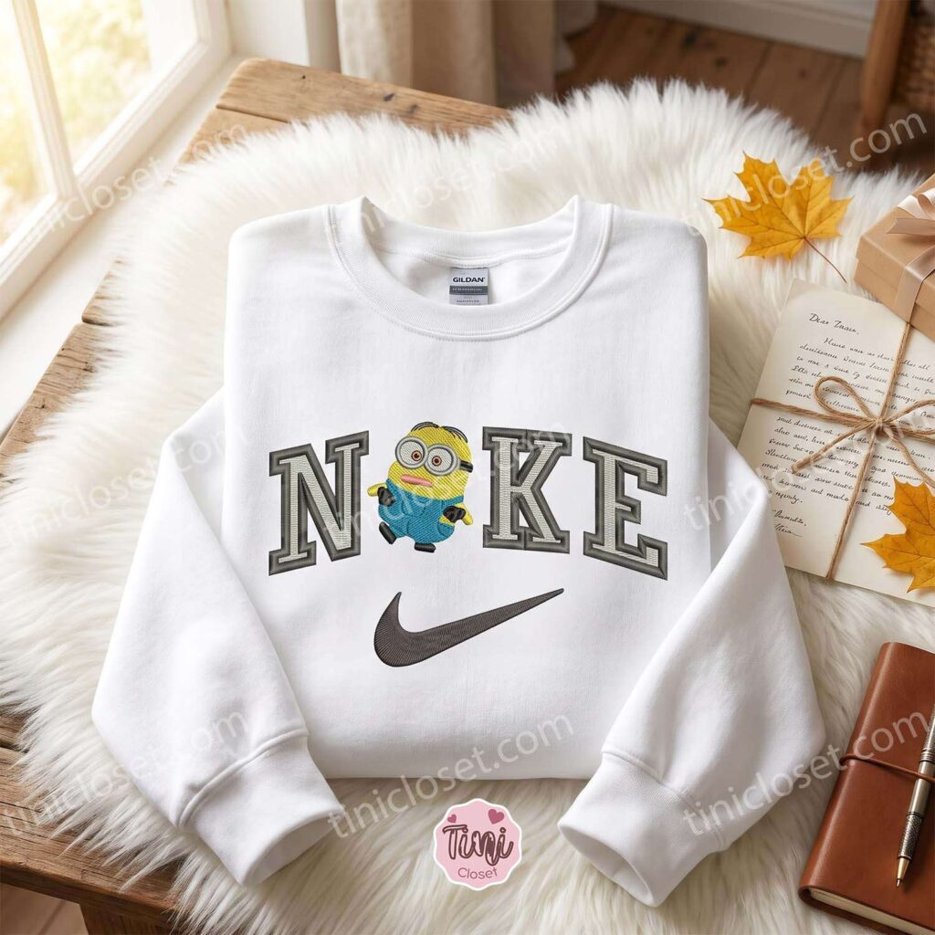 Dave Minion Embroidered T-shirt, Minions Characters Movie Embroidered Sweatshirt, Sending A Hug Gift Dave Minion Embroidered T-shirt, Minions Characters Movie Embroidered Sweatshirt, Sending A Hug Gift