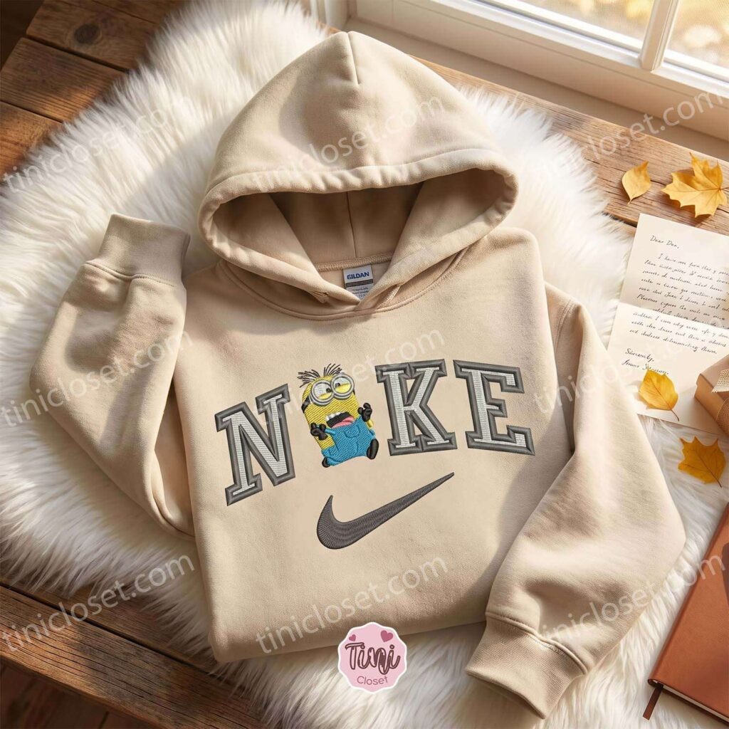 Dave Minion Embroidered Hoodie, Minions Movie Embroidered Sweatshirt, Sending A Hug Gift