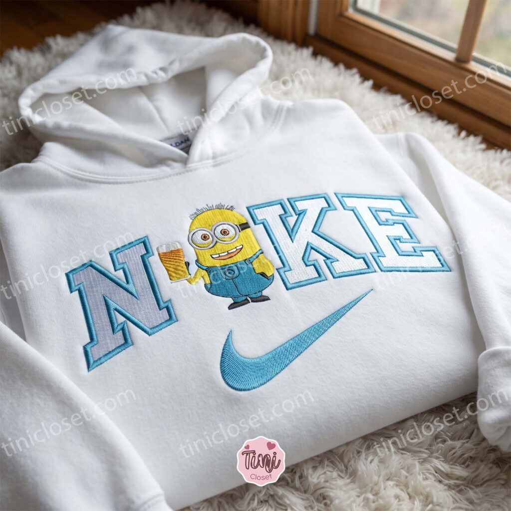 Minion Phil Drinking Beer Embroidered Sweatshirt, Minions Movie Embroidered Hoodie, Unique Gift Ideas For Family And Friends