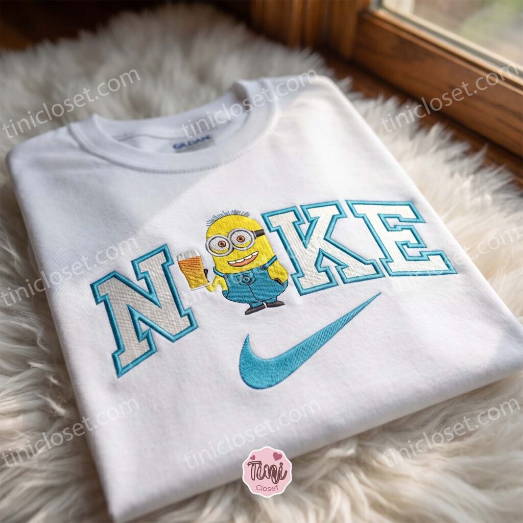 Minion Phil Drinking Beer Embroidered Sweatshirt, Minions Movie Embroidered Hoodie, Unique Gift Ideas For Family And Friends