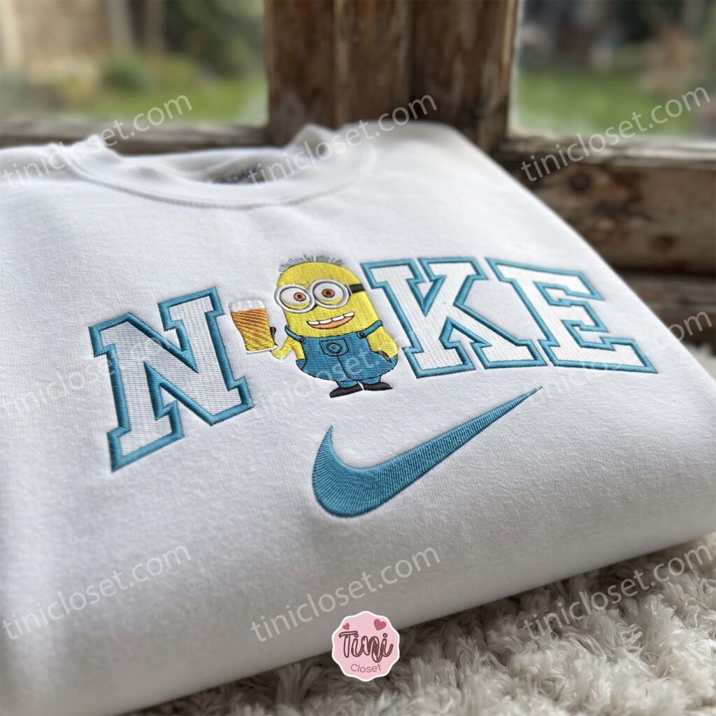 Minion Phil Drinking Beer Embroidered Sweatshirt, Minions Movie Embroidered Hoodie, Unique Gift Ideas For Family And Friends