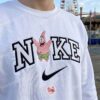Funny Patrick Star Embroidered Sweatshirt, SpongeBob SquarePants Cartoon Character Embroidered Hoodie, Just Because Gift For Her