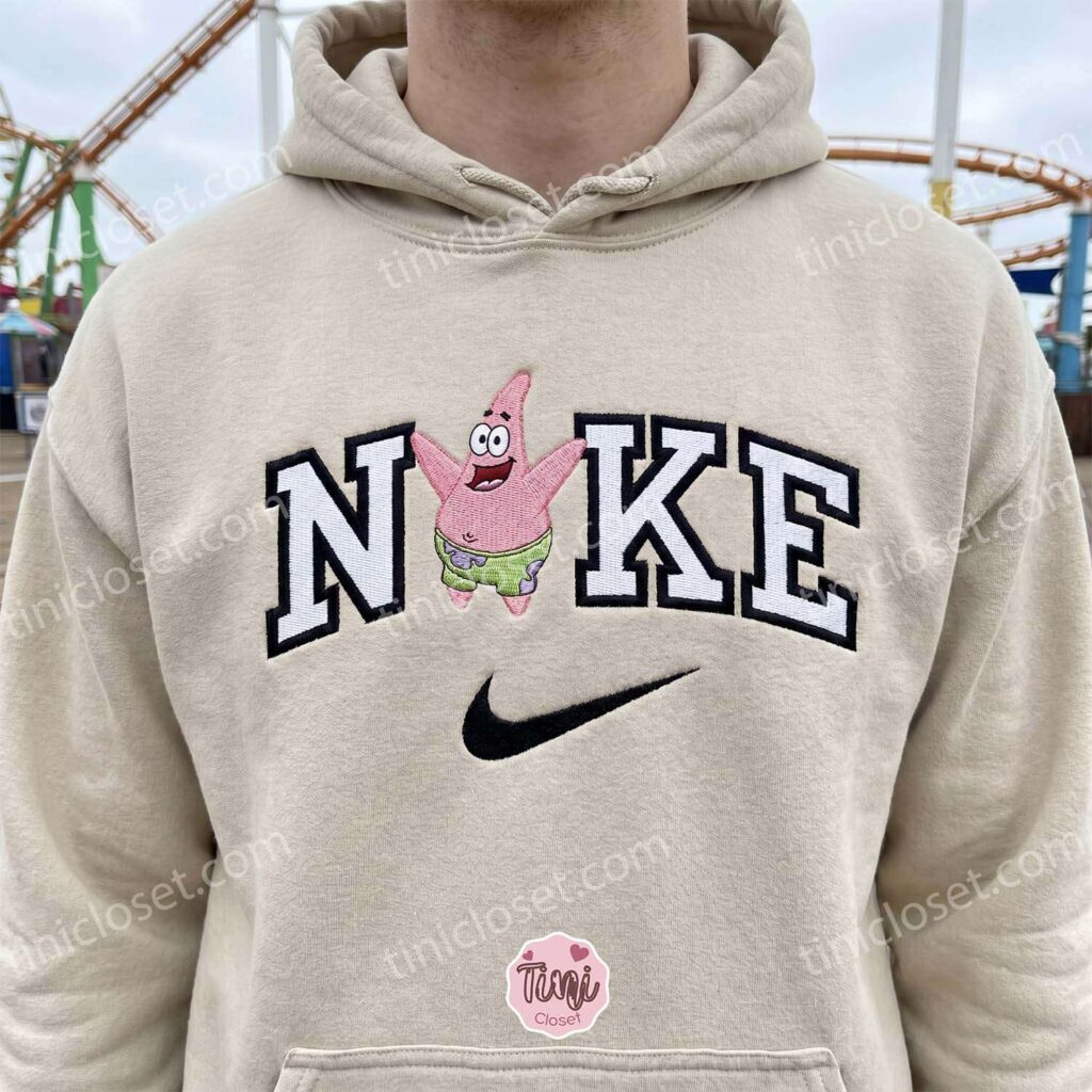 Funny Patrick Star Embroidered Sweatshirt, SpongeBob SquarePants Cartoon Character Embroidered Hoodie, Just Because Gift For Her Funny Patrick Star Embroidered Sweatshirt, SpongeBob SquarePants Cartoon Character Embroidered Hoodie, Just Because Gift For Her