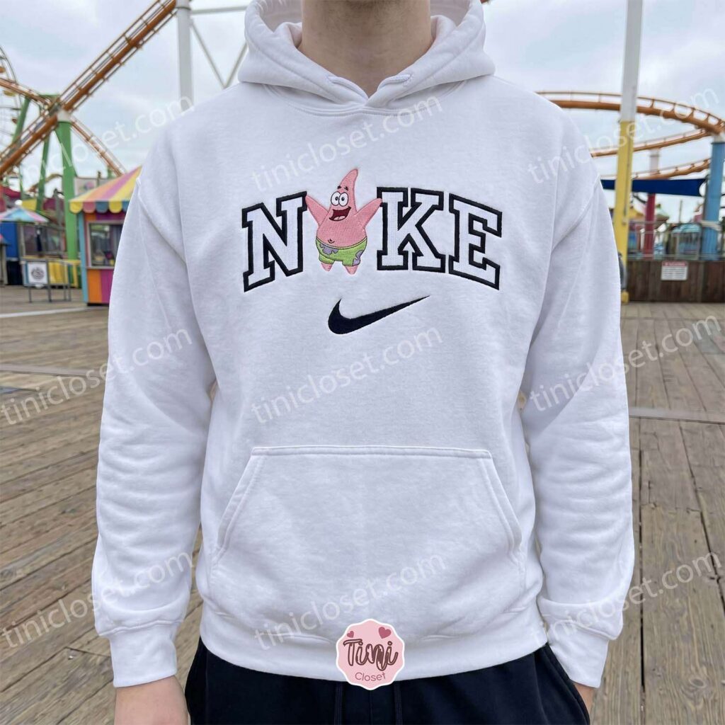 Funny Patrick Star Embroidered Sweatshirt, SpongeBob SquarePants Cartoon Character Embroidered Hoodie, Just Because Gift For Her Funny Patrick Star Embroidered Sweatshirt, SpongeBob SquarePants Cartoon Character Embroidered Hoodie, Just Because Gift For Her