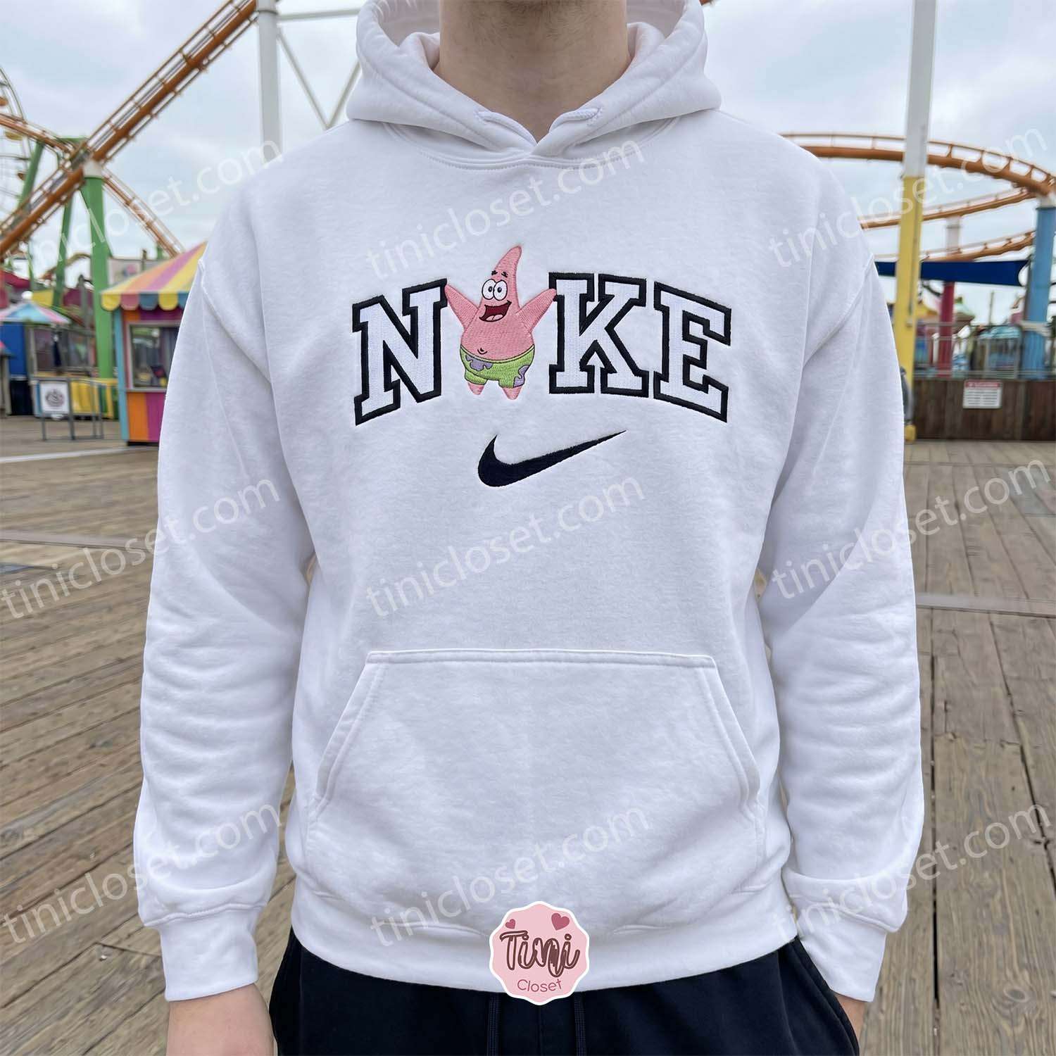 Funny Patrick Star Embroidered Sweatshirt, SpongeBob SquarePants Cartoon Character Embroidered Hoodie, Just Because Gift For Her Funny Patrick Star Embroidered Sweatshirt, SpongeBob SquarePants Cartoon Character Embroidered Hoodie, Just Because Gift For Her