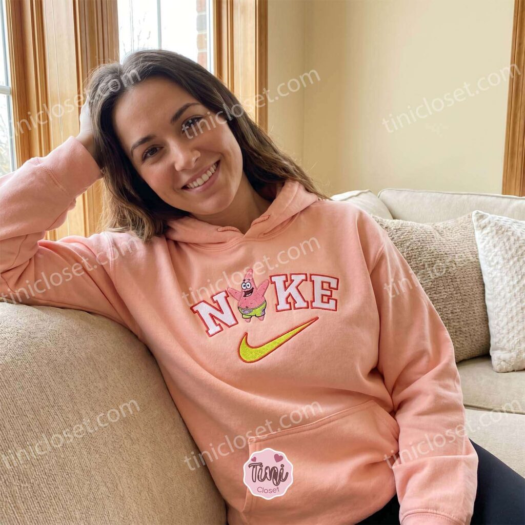 Patrick Star Embroidered Crewneck, SpongeBob SquarePants Embroidered Shirt, Cozy Gifts For Girlfriend