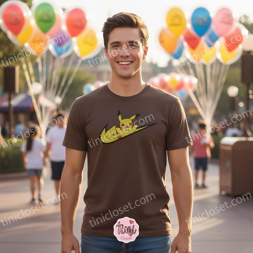 Happy Pikachu Embroidered Hoodie, Cute Pokemon Sporty Logo Sweatshirt, Anime Crewneck for Fans Happy Pikachu Embroidered Hoodie, Cute Pokemon Sporty Logo Sweatshirt, Anime Crewneck for Fans