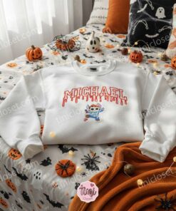 Stitch Cosplay Michael Myers Drip Style Embroidered Hoodie, Spooky Halloween Slasher Sweatshirt, Streetwear Disney Horror Apparel, Gift for Him Her 1 Stitch Cosplay Michael Myers Drip Style Embroidered Hoodie, Spooky Halloween Slasher Sweatshirt, Streetwear Disney Horror Apparel, Gift for Him Her (3)