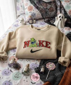 Halloween Cosplay Stitch Oogie Boogie Hoodie, Embroidered Nightmare Before Christmas Sweatshirt, Disney Spooky Holiday Crewneck, Gift for Him Her (1)