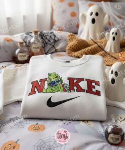 Halloween Cosplay Stitch Oogie Boogie Hoodie, Embroidered Nightmare Before Christmas Sweatshirt, Disney Spooky Holiday Crewneck, Gift for Him Her (2)