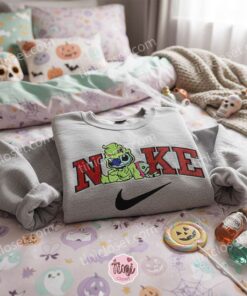 Halloween Cosplay Stitch Oogie Boogie Hoodie, Embroidered Nightmare Before Christmas Sweatshirt, Disney Spooky Holiday Crewneck, Gift for Him Her (3)