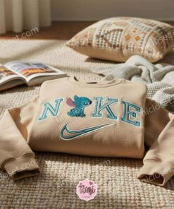 Stitch Iconic Sitting Pose Embroidered Sweatshirt, Custom Classic Stitchmas Hoodie, Sweet Ohana Sitting Crewneck, Gift for Him Her (1)