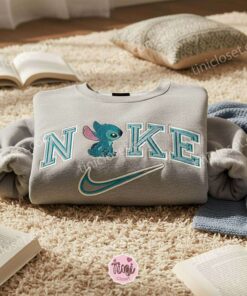 Stitch Iconic Sitting Pose Embroidered Sweatshirt, Custom Classic Stitchmas Hoodie, Sweet Ohana Sitting Crewneck, Gift for Him Her (2)