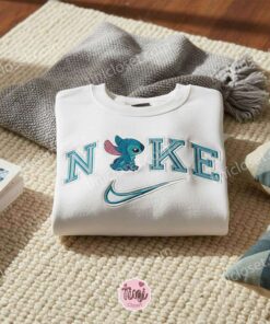 Stitch Iconic Sitting Pose Embroidered Sweatshirt, Custom Classic Stitchmas Hoodie, Sweet Ohana Sitting Crewneck, Gift for Him Her (3)