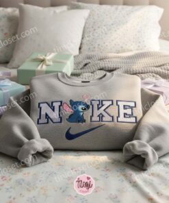 Valentine Stitch Pink Heart Hoodie, Disney Embroidered Sweatshirt, Custom Experiment 626 Crewneck, Gift for Him Her (1)