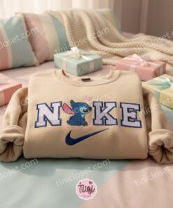 Valentine Stitch Pink Heart Hoodie, Disney Embroidered Sweatshirt, Custom Experiment 626 Crewneck, Gift for Him Her