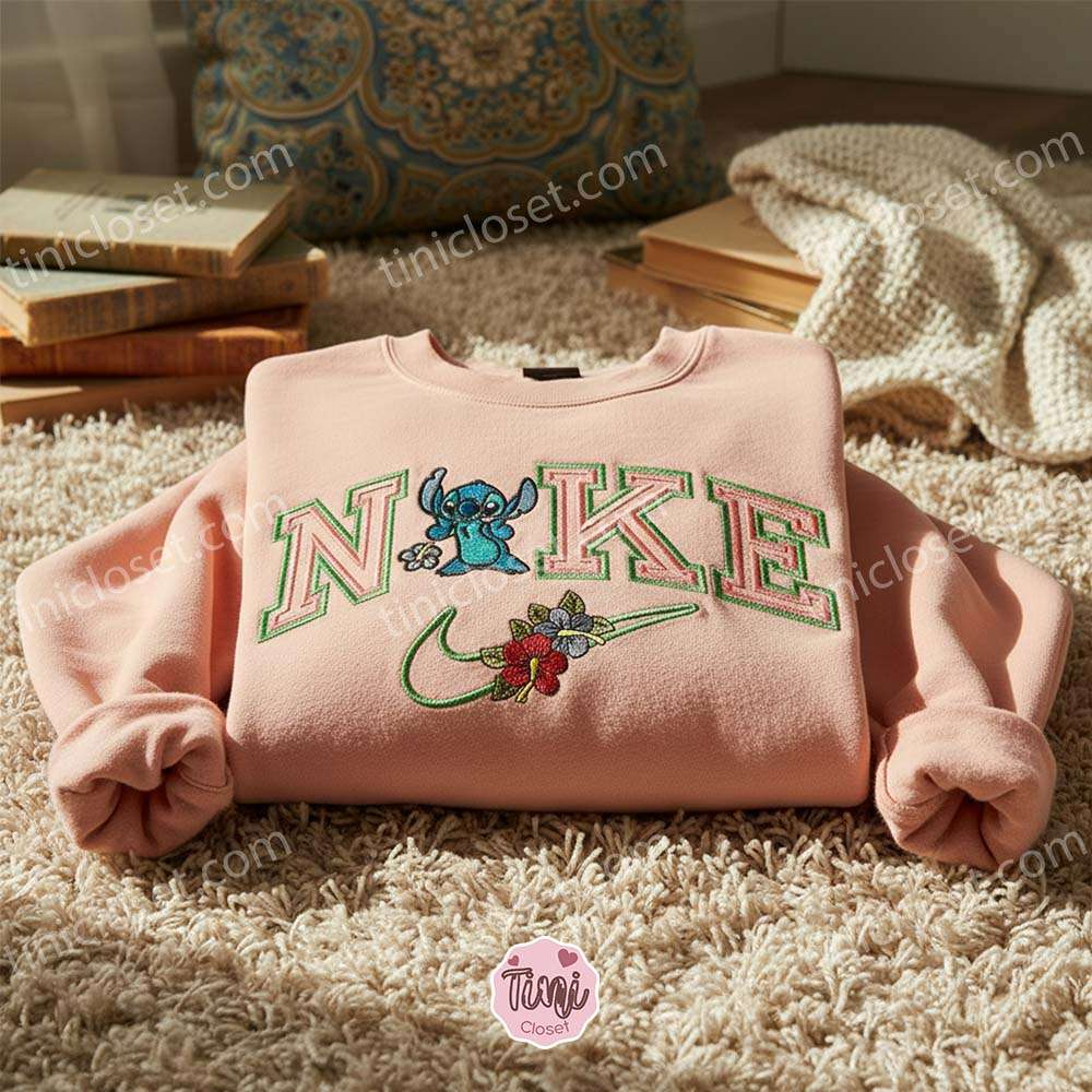 Stitch with Tropical Hibiscus Flower Embroidered Hoodie, Aloha Spirit Experiment 626 Sweatshirt, Disney Floral Ohana Apparel, Gift for Him Her Stitch with Tropical Hibiscus Flower Embroidered Hoodie, Aloha Spirit Experiment 626 Sweatshirt, Disney Floral Ohana Apparel, Gift for Him Her