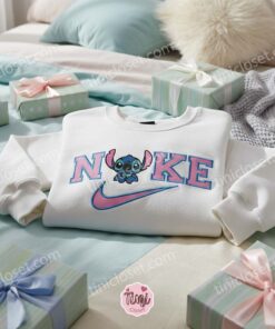 Stitch Blue Sport Style Embroidered Sweatshirt, Boyfriend Hoodie Gift And Crewneck, Birthday Gift For Him Her