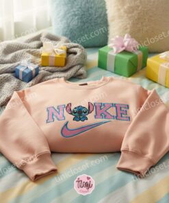 Stitch Blue Sport Style Embroidered Sweatshirt, Boyfriend Hoodie Gift And Crewneck (2)