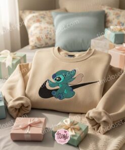 Swoosh Stitch Embroidered Sweatshirt, Custom Experiment 626 Hoodie, Minimalist Ohana Means Family Crewneck, Personalized Disney Gift (2)