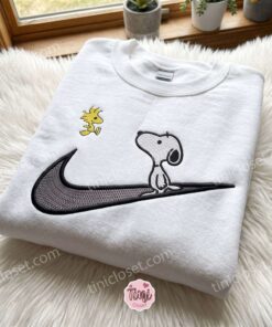 Snoopy and Woodstock Embroidered Crewneck, Cartoon Embroidered Hoodie, Bestie Matching Shirts 1 Snoopy and Woodstock Embroidered Crewneck, Cartoon Embroidered Hoodie, Bestie Matching Shirts (2)