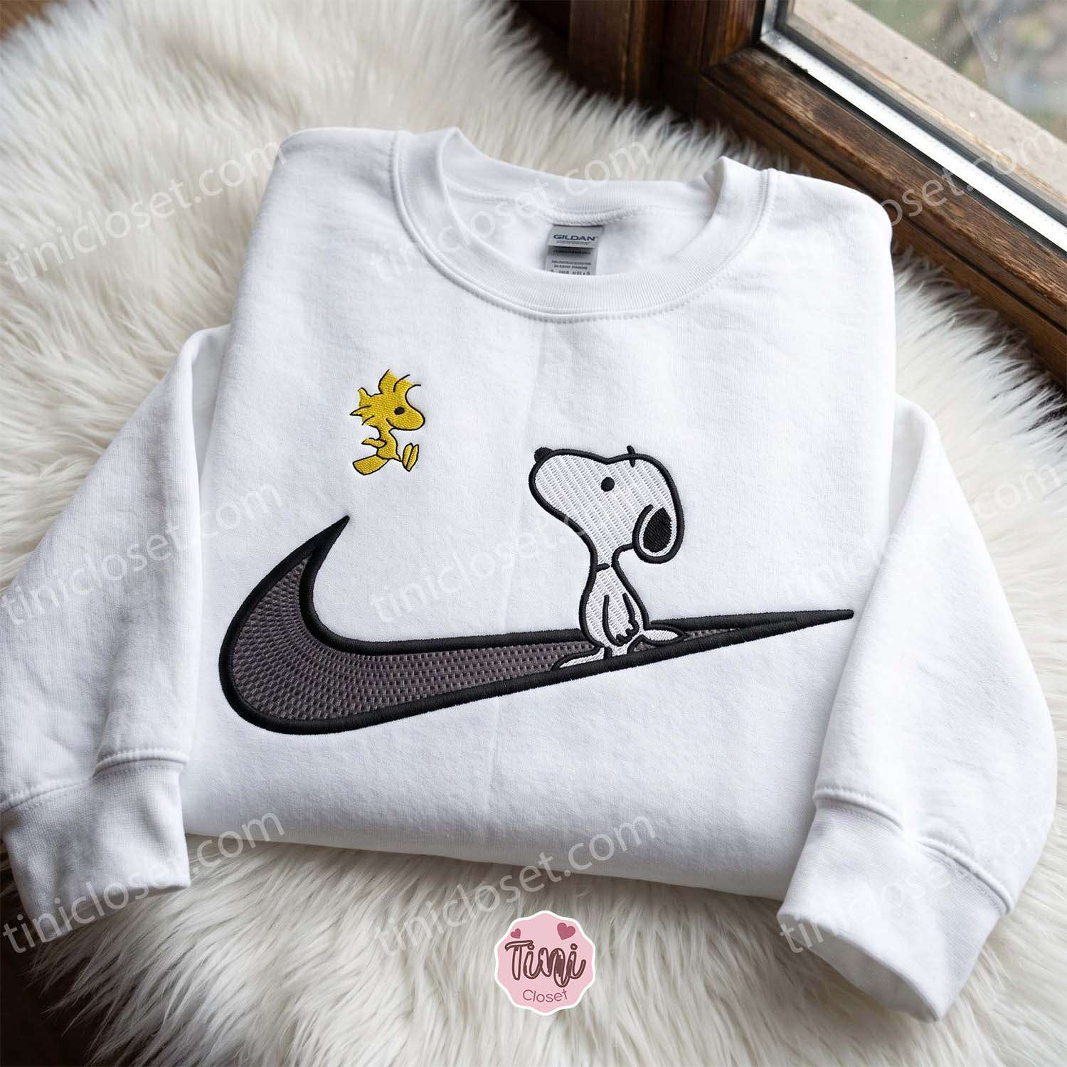 Snoopy and Woodstock Embroidered Crewneck, Cartoon Embroidered Hoodie, Bestie Matching Shirts Snoopy and Woodstock Embroidered Crewneck, Cartoon Embroidered Hoodie, Bestie Matching Shirts