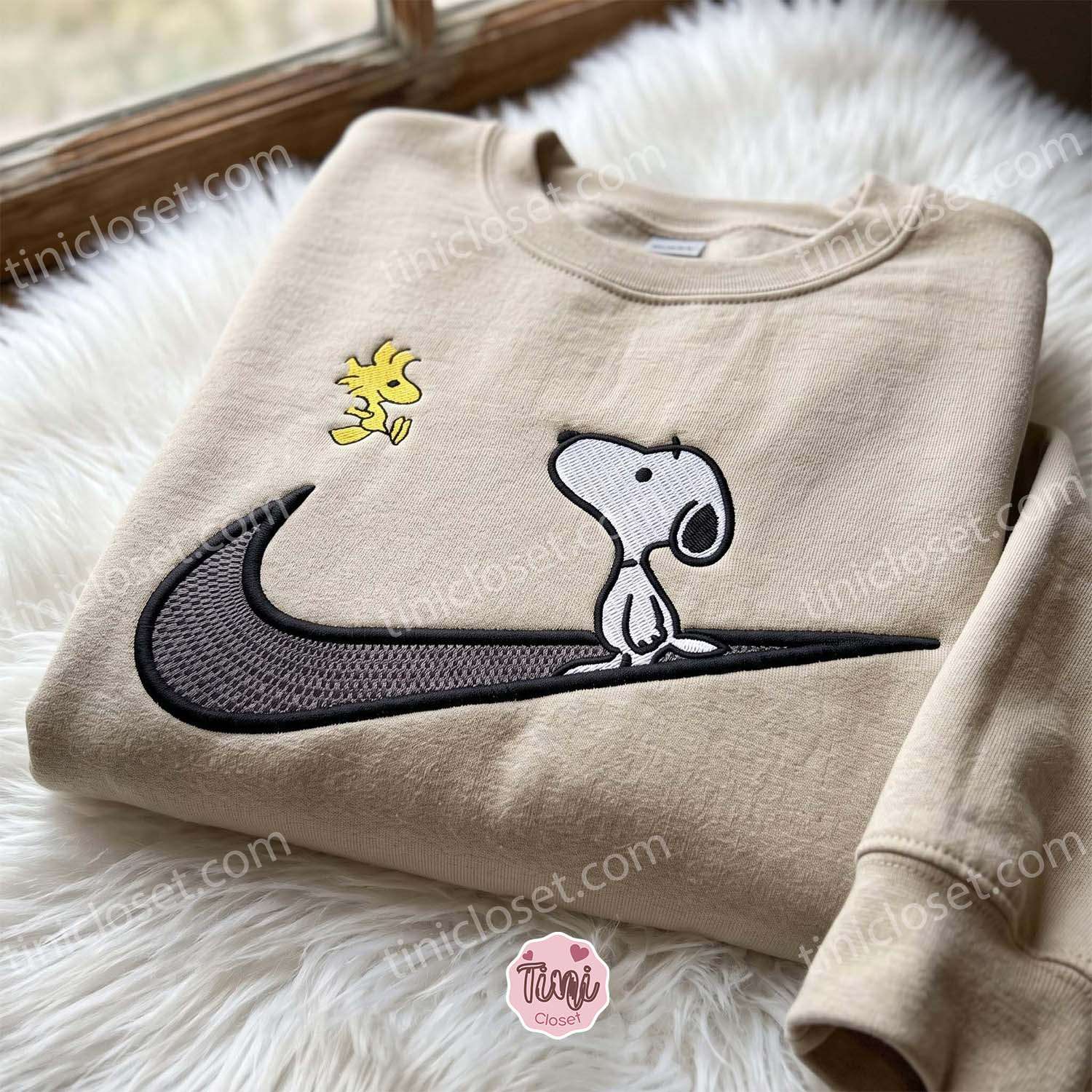 Snoopy and Woodstock Embroidered Crewneck, Cartoon Embroidered Hoodie, Bestie Matching Shirts Snoopy and Woodstock Embroidered Crewneck, Cartoon Embroidered Hoodie, Bestie Matching Shirts