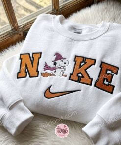 Snoopy Witch Embroidered Sweatshirt, Cute Halloween Hoodie, Cozy Gifts For Girlfriend