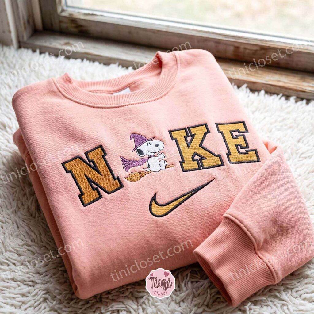 Snoopy Witch Embroidered Sweatshirt, Cute Halloween Hoodie, Cozy Gifts For Girlfriend Snoopy Witch Embroidered Sweatshirt, Cute Halloween Hoodie, Cozy Gifts For Girlfriend