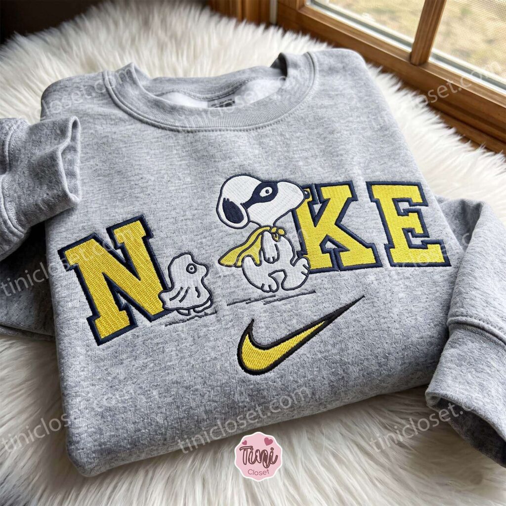 Superhero Snoopy and Woodstock Embroidered Sweatshirt, Peanuts Cartoon Embroidered Hoodie, Bestie Matching Shirts