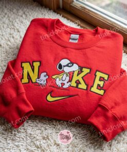 Superhero Snoopy and Woodstock Embroidered Sweatshirt, Peanuts Cartoon Embroidered Hoodie, Bestie Matching Shirts (3)