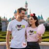 Mickey Mouse Love Sign Sporty Embroidered Shirt, Disney Inspired Swoosh Love Tee, Cute Mickey Valentine Sweatshirt