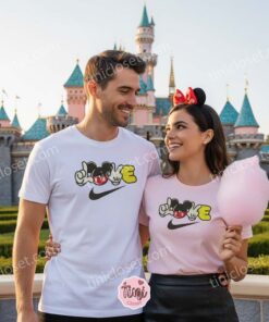 Mickey Mouse Love Sign Sporty Embroidered Shirt, Disney Inspired Swoosh Love Tee, Cute Mickey Valentine Sweatshirt