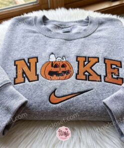 Sleeping Snoopy Pumpkin Embroidered Sweatshirt, Adorable Halloween Embroidered Hoodie, Cozy Gifts For Girlfriend, Just Because Gift For Him (2)