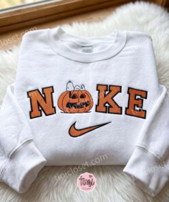 Sleeping Snoopy Pumpkin Embroidered Sweatshirt, Adorable Halloween Embroidered Hoodie, Cozy Gifts For Girlfriend, Just Because Gift For Him (3)