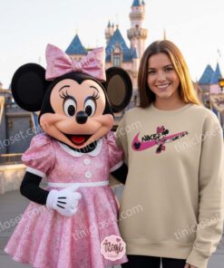 Minnie Mouse Just Do It Embroidered Sweatshirt, Custom Disney Hoodie, Pink Minnie Crewneck (2)