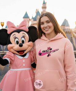Minnie Mouse Just Do It Embroidered Sweatshirt, Custom Disney Hoodie, Pink Minnie Crewneck (3)