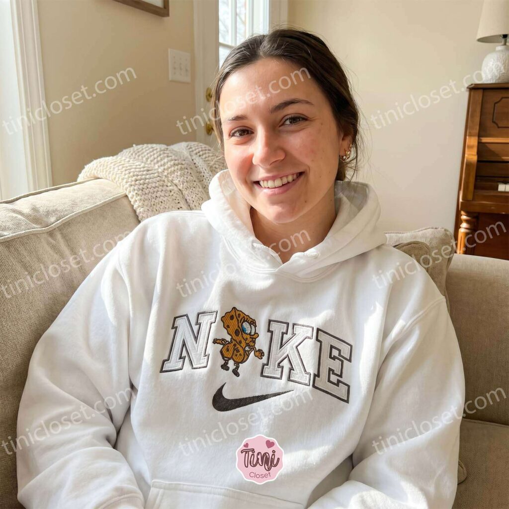 Funny SpongeBob Embroidered Sweatshirt, Cartoon Embroidered Tee, Long Distance Relationship Gift