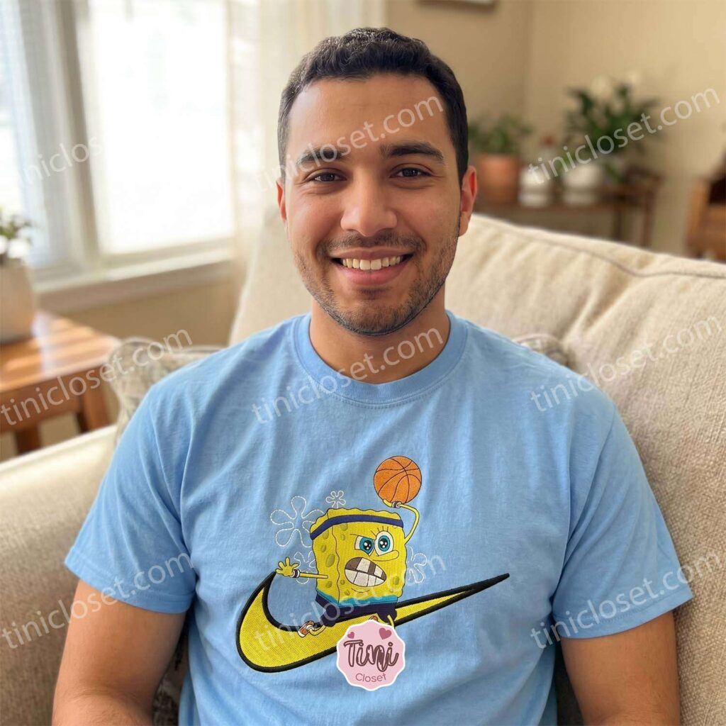 SpongeBob Basketball Embroidered Sweatshirt, Funny Cartoon Hoops T-shirt, Boyfriend Hoodie Gift