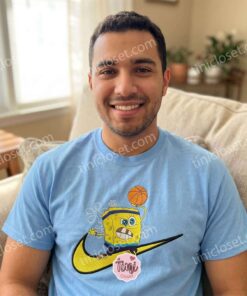 SpongeBob Basketball Embroidered Sweatshirt, Funny Cartoon Hoops T shirt, Boyfriend Hoodie Gift (1)