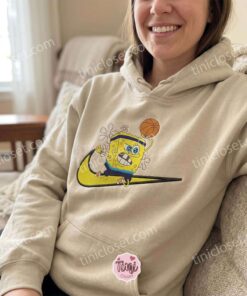 SpongeBob Basketball Embroidered Sweatshirt, Funny Cartoon Hoops T shirt, Boyfriend Hoodie Gift (2)