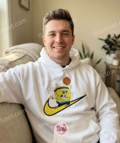SpongeBob Basketball Embroidered Sweatshirt, Funny Cartoon Hoops T shirt, Boyfriend Hoodie Gift (3)