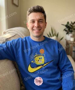 SpongeBob Basketball Embroidered Sweatshirt, Funny Cartoon Hoops T shirt, Boyfriend Hoodie Gift (4)