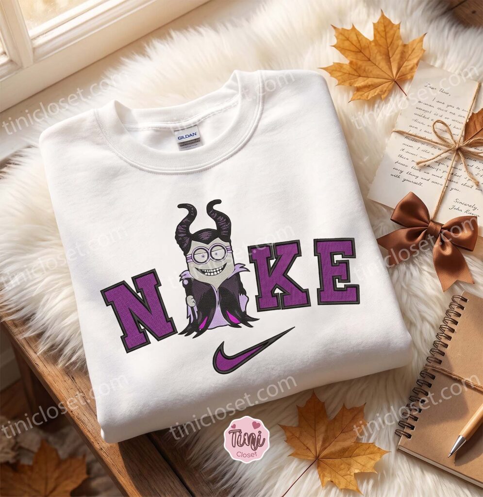 Minion Maleficent Embroidered Sweatshirt, Movie Characters Embroidered T-shirt, Bestie Matching Shirts