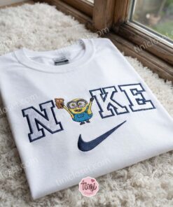 Minion Bob and Tim Bear Embroidered T shirt, Movie Characters Embroidered Shirt, Cozy Gifts For Girlfriend (1)