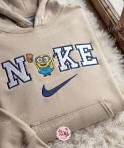 Minion Bob and Tim Bear Embroidered T shirt, Movie Characters Embroidered Shirt, Cozy Gifts For Girlfriend (2)