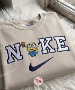Minion Bob and Tim Bear Embroidered T shirt, Movie Characters Embroidered Shirt, Cozy Gifts For Girlfriend (3)