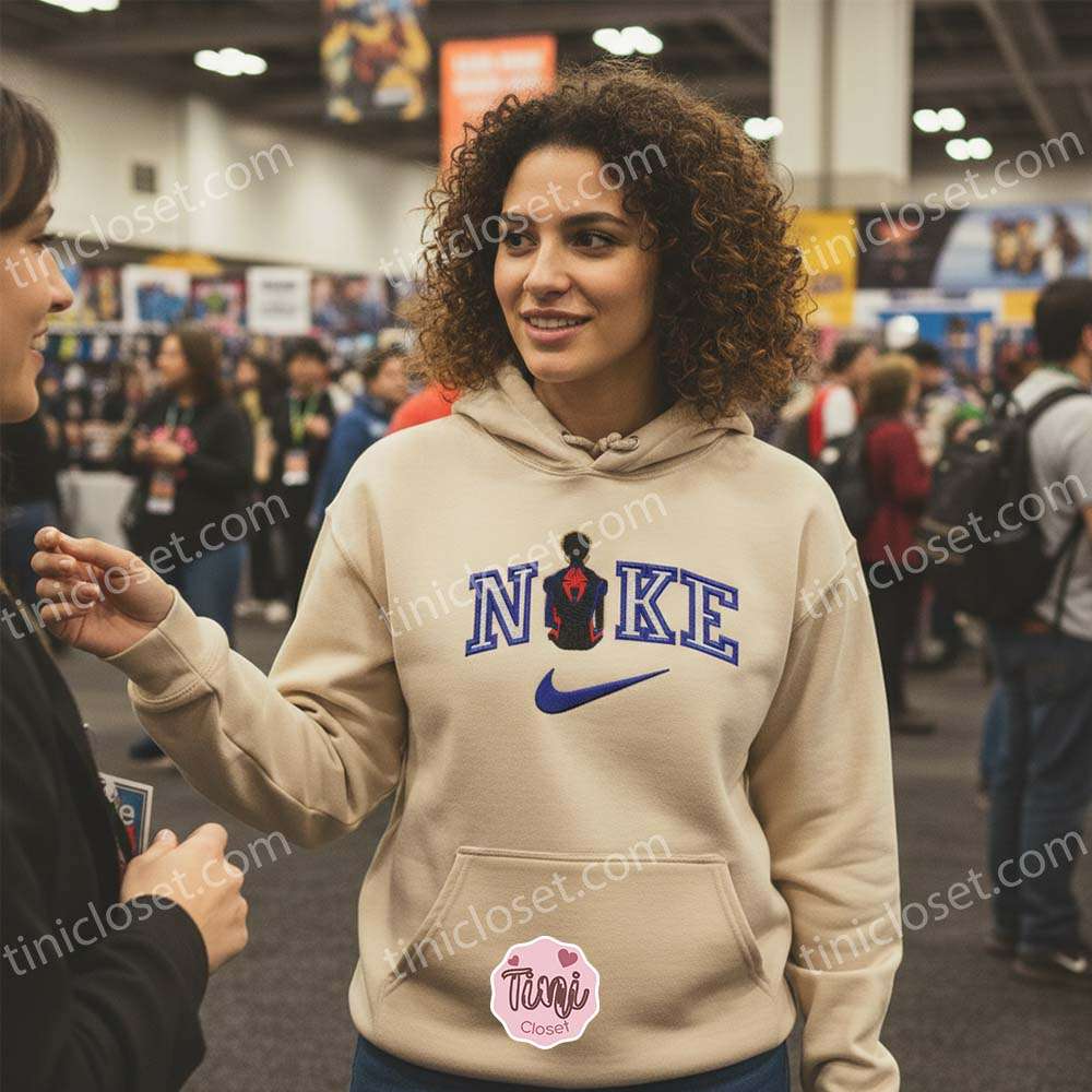 Custom Miles Morales Spider-Man Embroidered Hoodie & Sweatshirt, Custom Superhero T-Shirt, Comic Fan Gift Custom Miles Morales Spider-Man Embroidered Hoodie & Sweatshirt, Custom Superhero T-Shirt, Comic Fan Gift