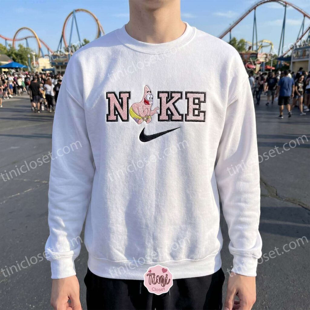 Patrick Star Embroidered Sweatshirt, Funny Cartoon Embroidered T-shirt, Bestie Matching Shirts & Hoodies