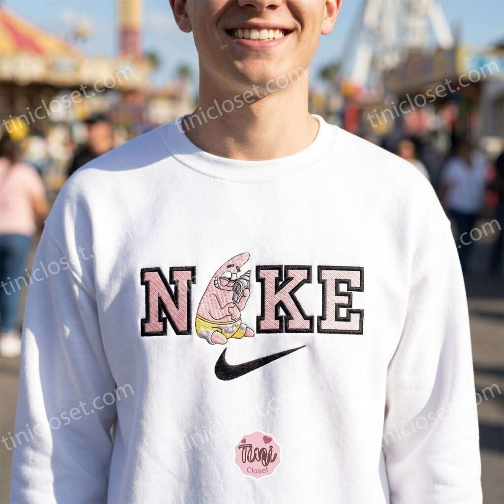 Funny Patrick Star Embroidered Sweatshirt, Nostalgic Cartoon Hoodie, Bestie Matching Shirts Funny Patrick Star Embroidered Sweatshirt, Nostalgic Cartoon Hoodie, Bestie Matching Shirts